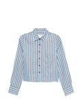 Closed Blue Striped Cropped Shirt — Blue