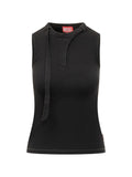 Diesel Ribbed Knit Tie Detail Tank Top — Black