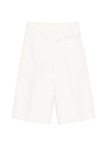 Ami Paris High-Waisted Cotton Bermuda Shorts — Cream