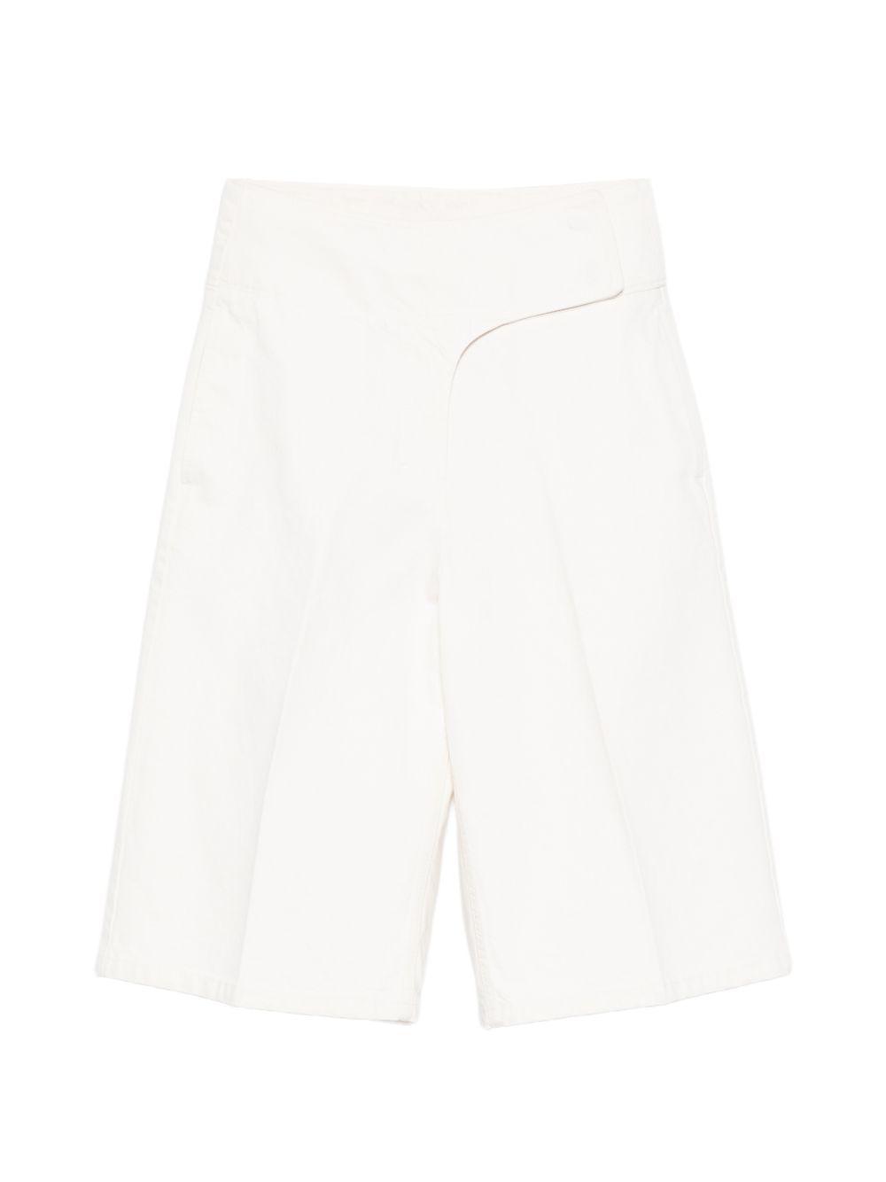 Ami Paris High-Waisted Cotton Bermuda Shorts — Cream