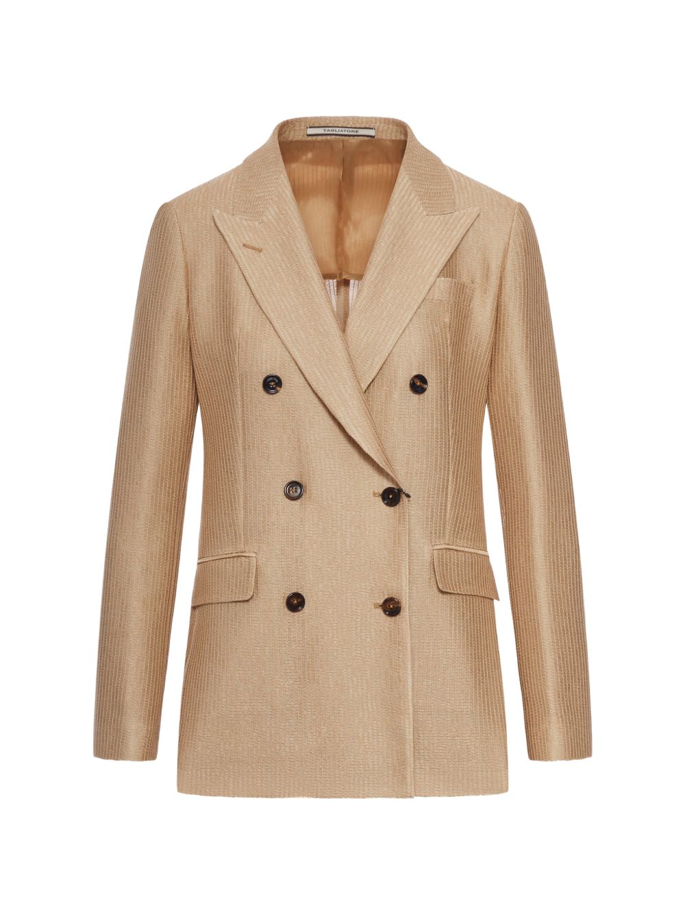 Tagliatore Double-Breasted Cotton Blazer — Beige