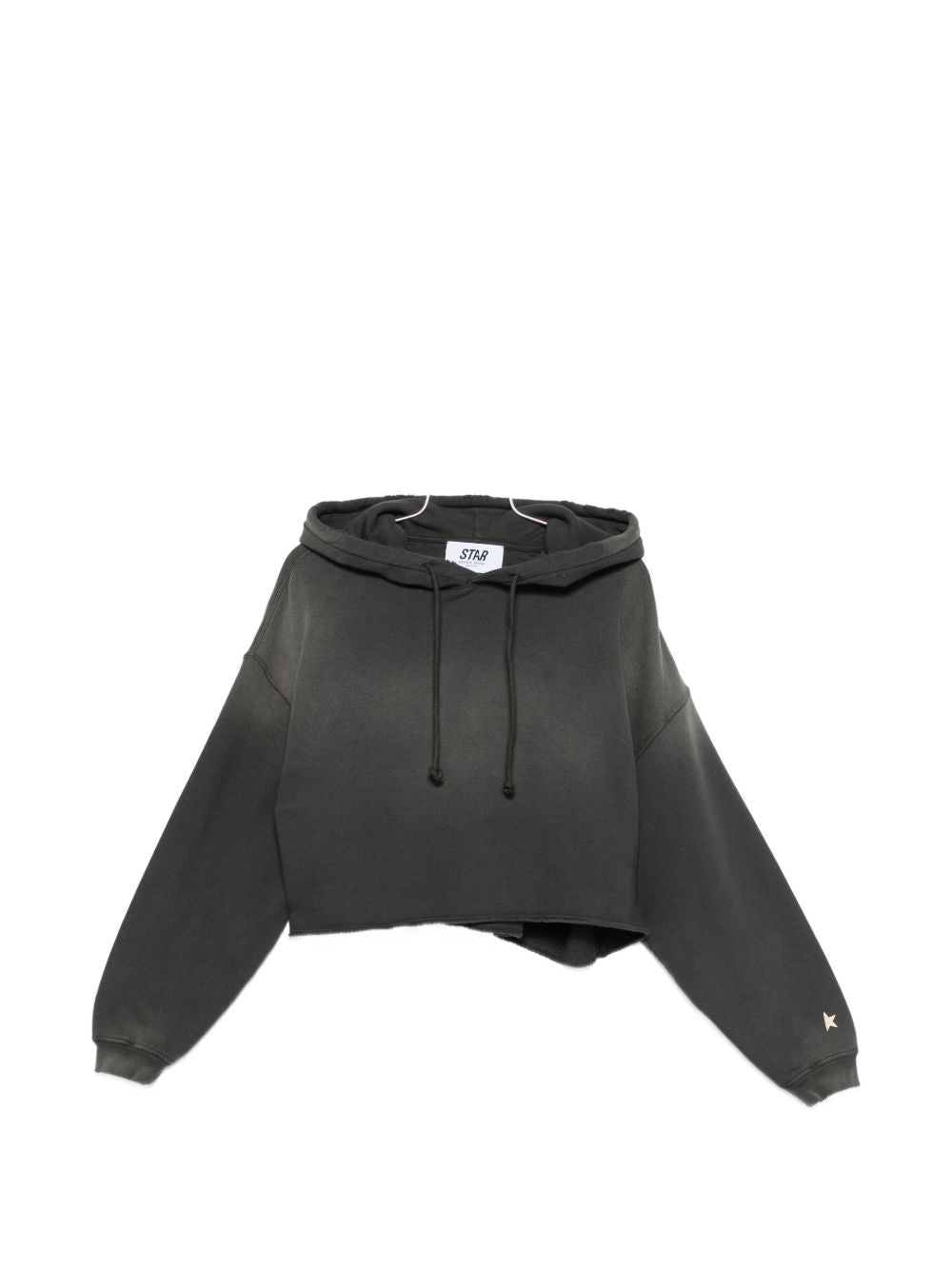 Golden Goose Cropped Cotton Hoodie — Charcoal