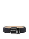 EMPORIO ARMANI EXCLUSIVE Suede Leather with Logo Detail Belt — Navy