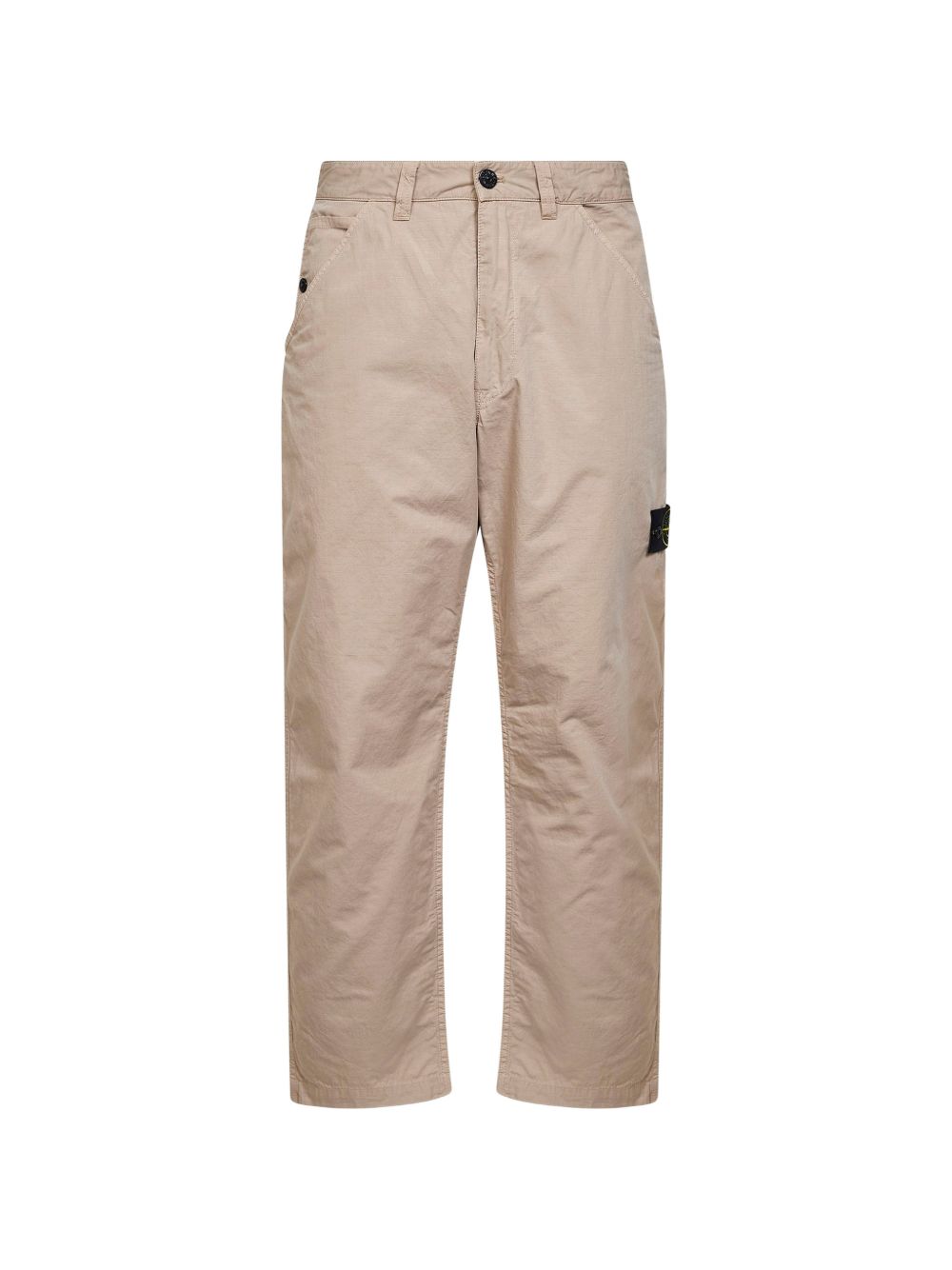 Stone Island Logo Cotton Trousers — Beige