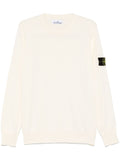 Stone Island Logo-Patch Cotton Crewneck Sweater — Cream