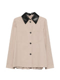 SPORTMAX PRE Contrasting Leather Collar Trench Coat — Beige