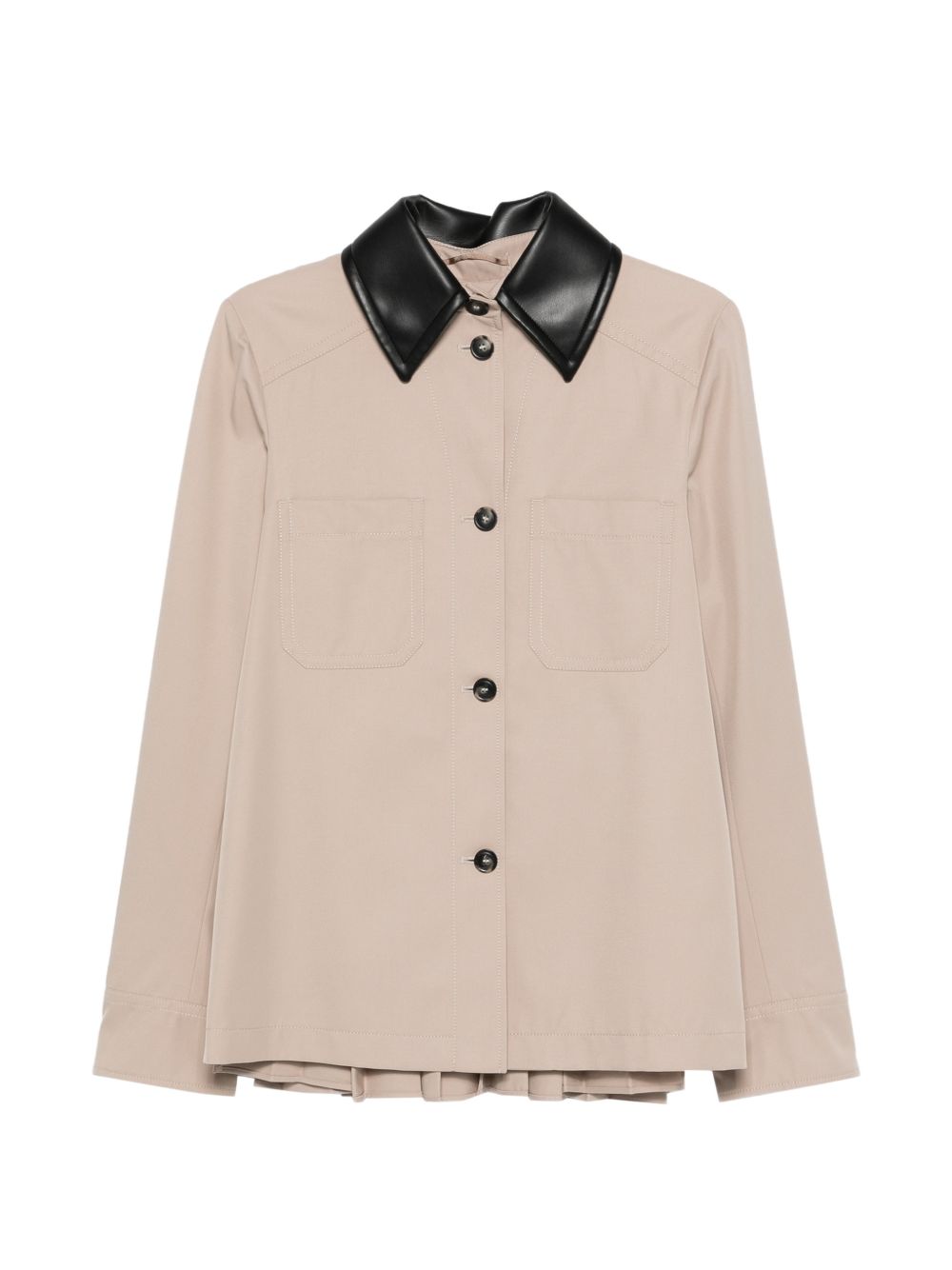 SPORTMAX PRE Contrasting Leather Collar Trench Coat — Beige