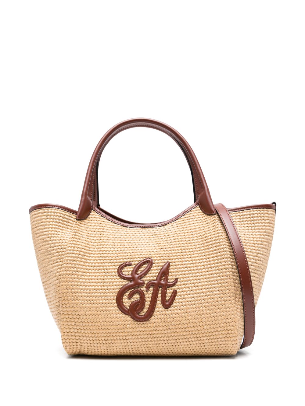 Emporio Armani Woven Straw Tote Bag — Beige