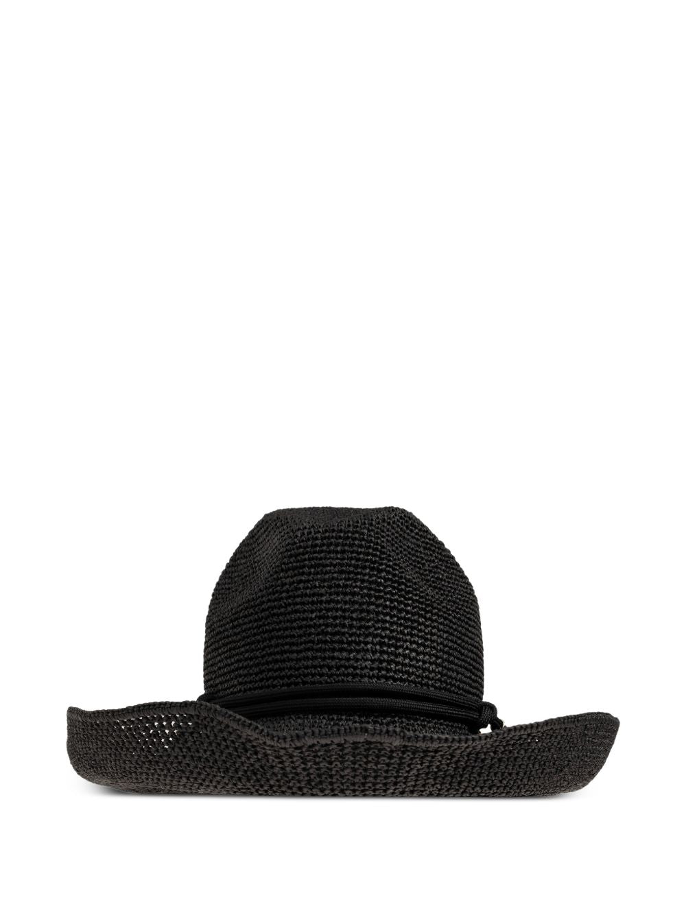 Emporio Armani Paper Cord Crochet Sun Hat — Black