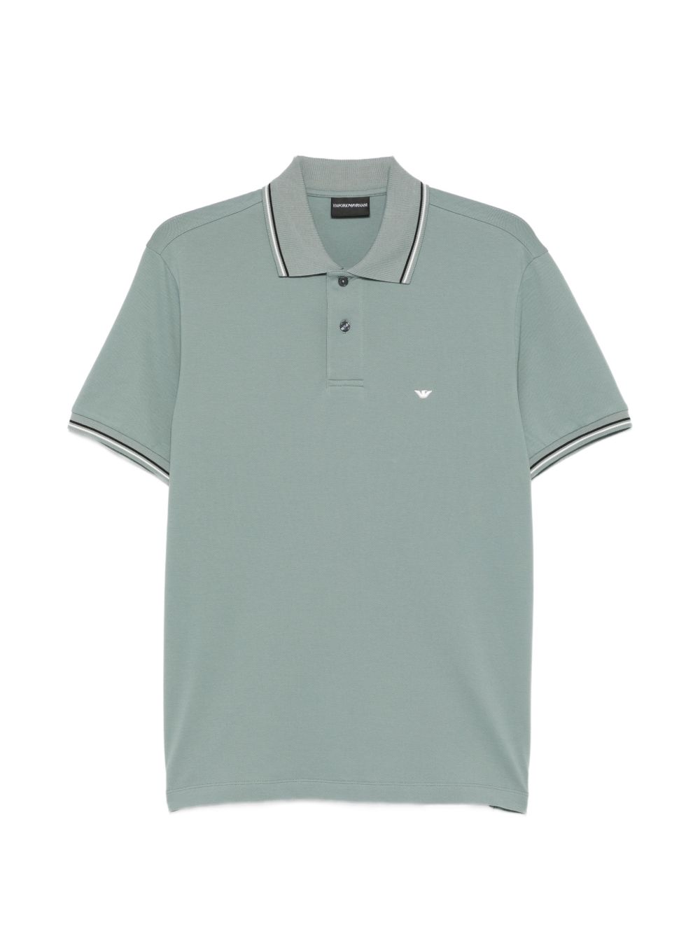 Emporio Armani Logo-Embroidered Cotton Polo — Sage Green