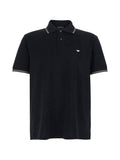 Emporio Armani Logo-Embroidered Cotton Polo — Black