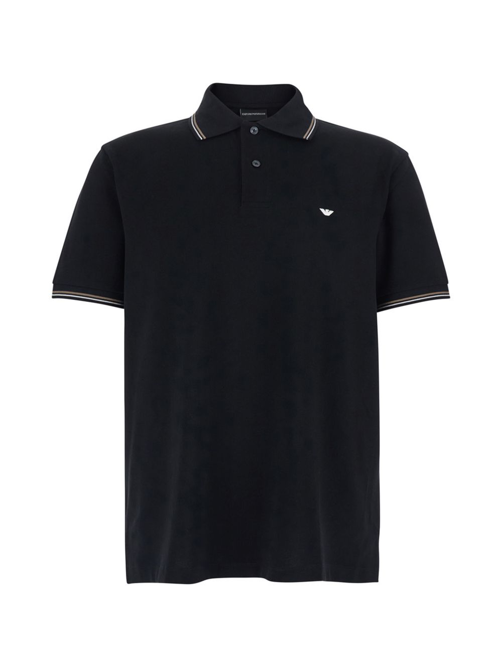 Emporio Armani Logo-Embroidered Cotton Polo — Black