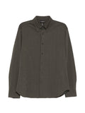 Emporio Armani Logo Jacquard Cotton Shirt — Olive