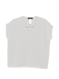 Fabiana Filippi V-Neck Cotton Knit Sweater — Grey