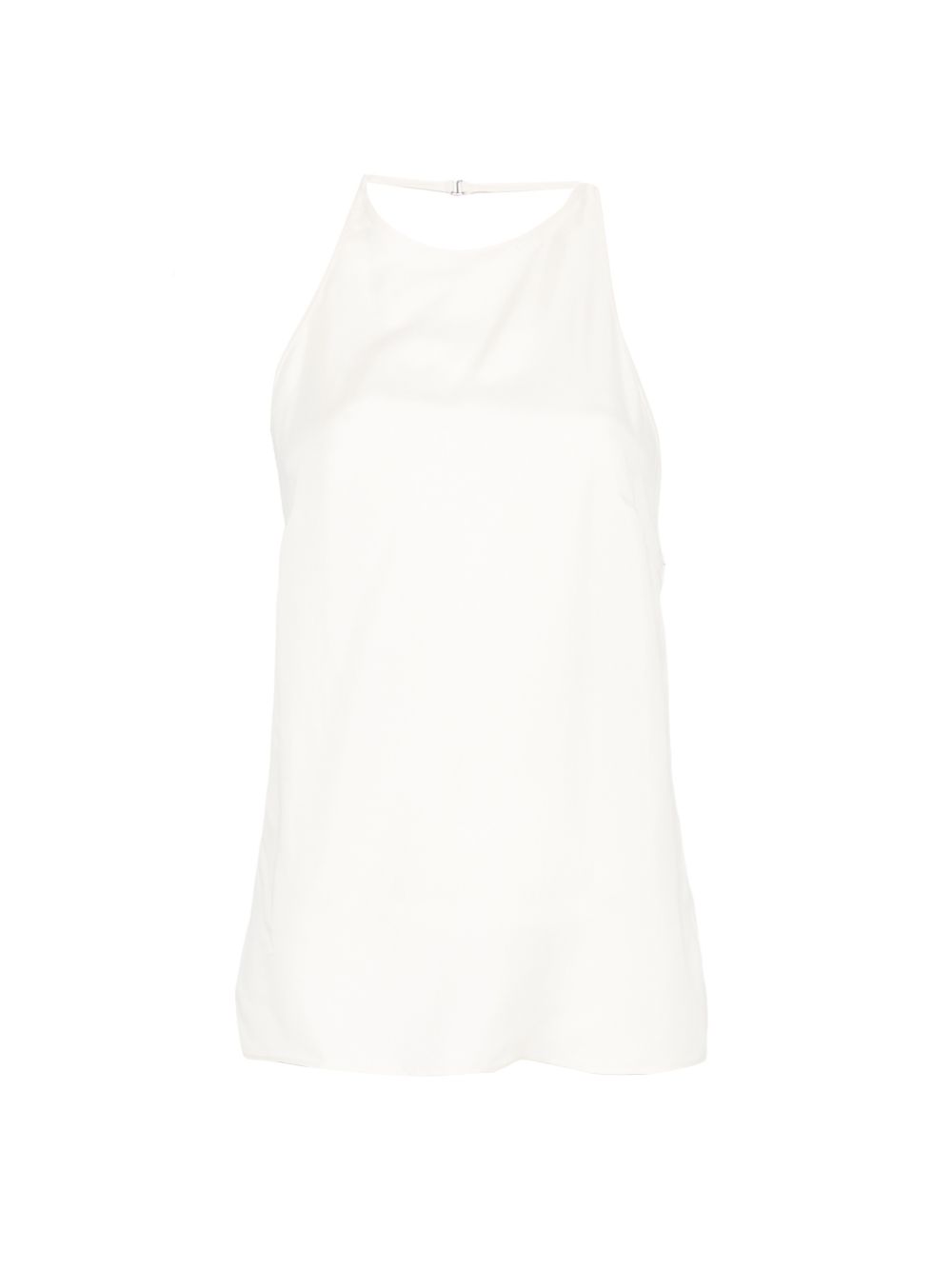 Alysi Halterneck Twill Silk Tank Top — Cream