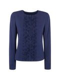 Emporio Armani Ruffled-Front Blouse — Navy