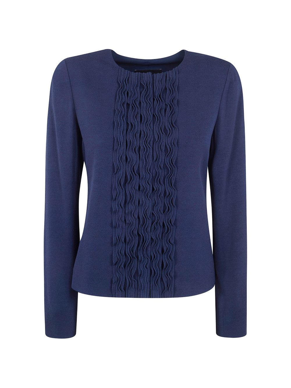 Emporio Armani Ruffled-Front Blouse — Navy