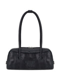 MARGESHERWOOD Embossed Logo Leather Shoulder Bag — Black