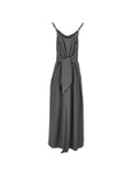 Emporio Armani V-Neck Bow Dress — Smoke Grey
