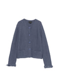 Emporio Armani Cotton-Blend Fringed Blazer — Blue