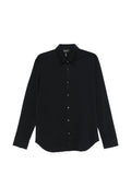 Emporio Armani Logo-Embroidered Cotton Shirt — Black