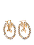 Elisabetta Franchi Crystal-Embellished Logo Hoop Earrings — Gold