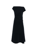 Parosh Draped Boat Neck Dress — Black