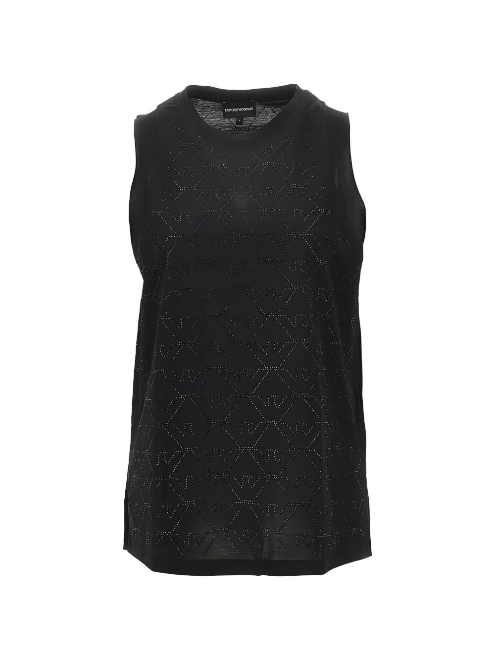 Emporio Armani Perforated Cotton Tank Top — Black