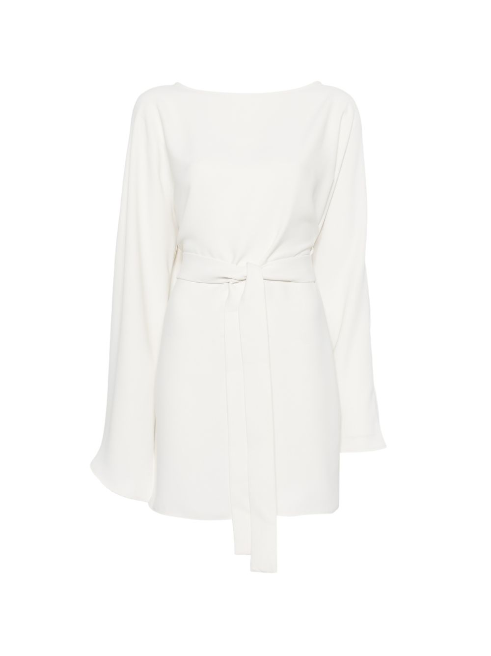 Parosh Belted Boat Neck Dress — Ivory