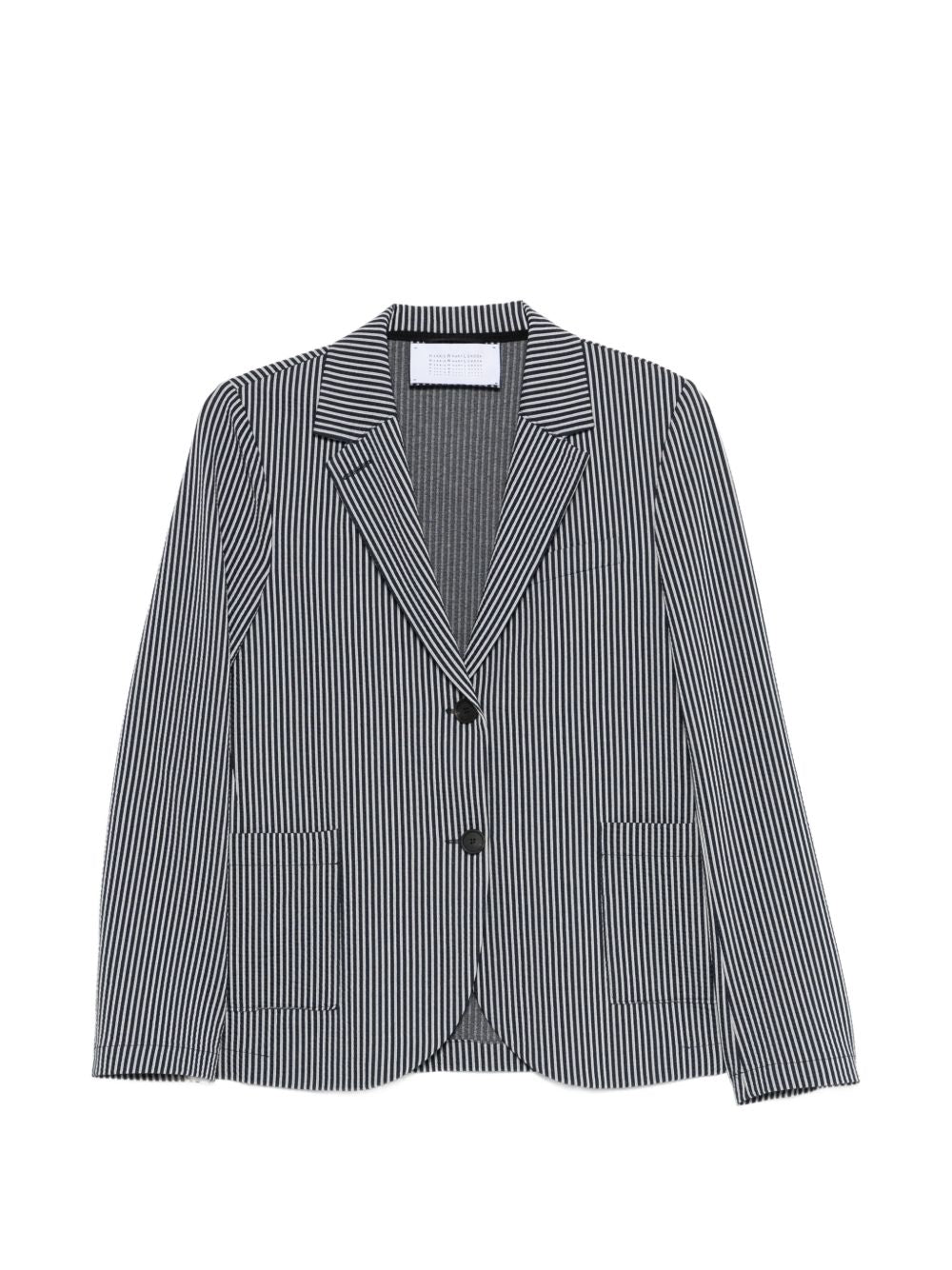 Harris Wharf London Striped Cotton Blend Blazer — Charcoal