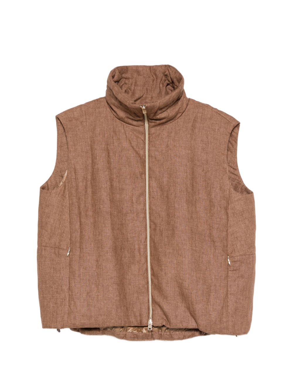 HERNO Nylon Quilted Vest — Brown