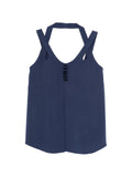 Emporio Armani V-Neck Button Detail Tank Top — Navy