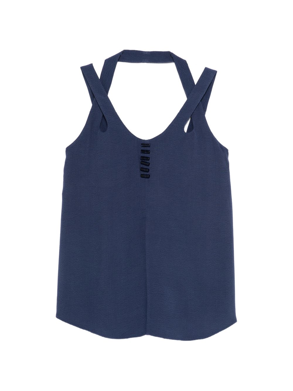 Emporio Armani V-Neck Button Detail Tank Top — Navy