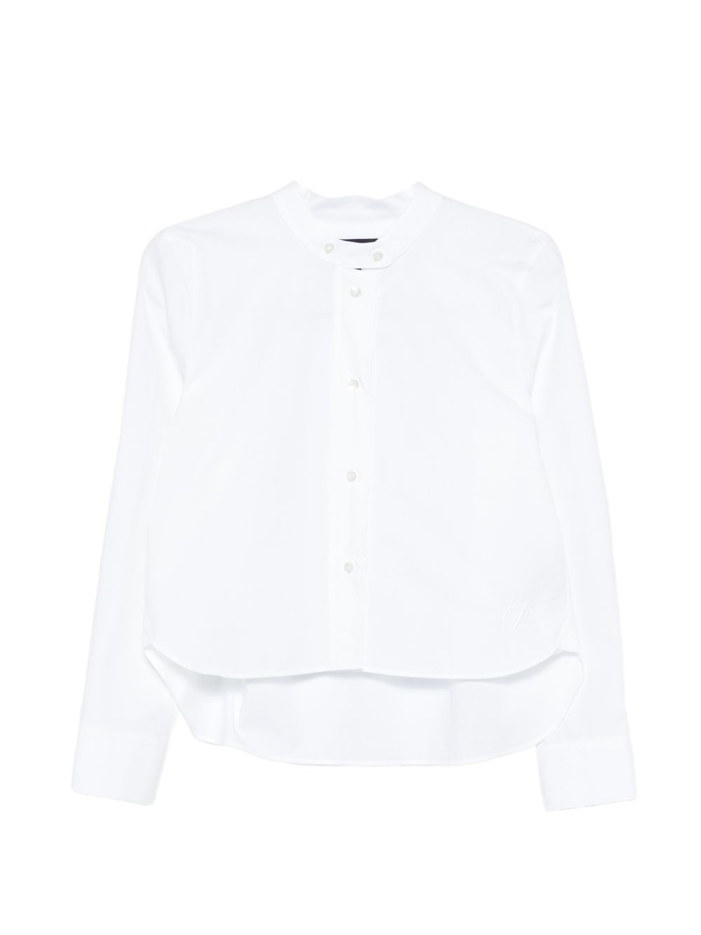 Emporio Armani Cotton Band Collar Shirt — White