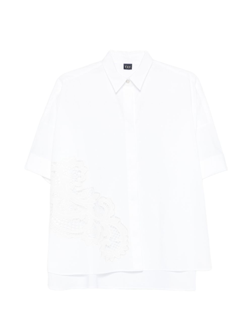 Fay Lace-Detail Cotton Shirt — White