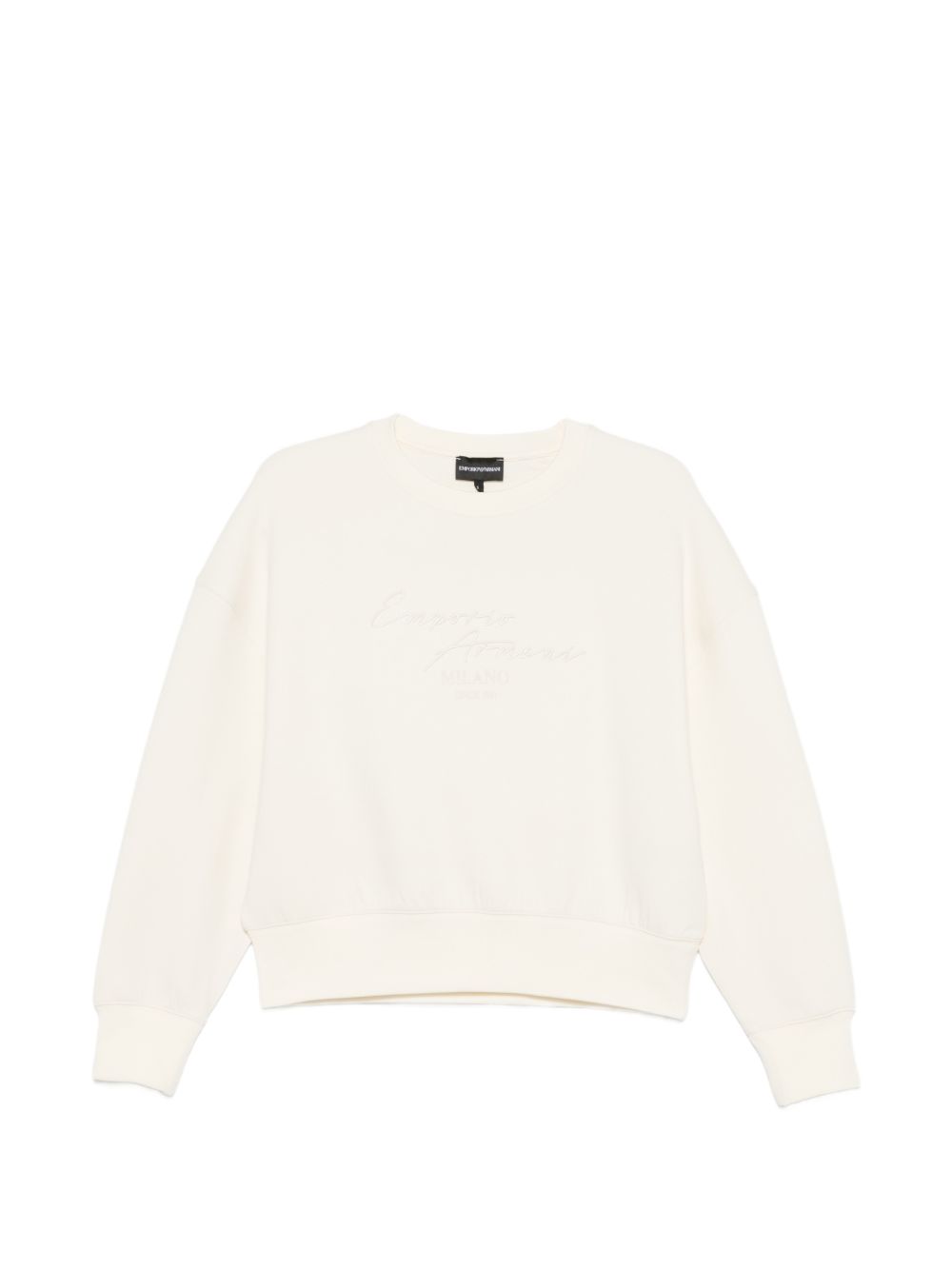 Emporio Armani Embroidered Crewneck Sweatshirt — Off-White