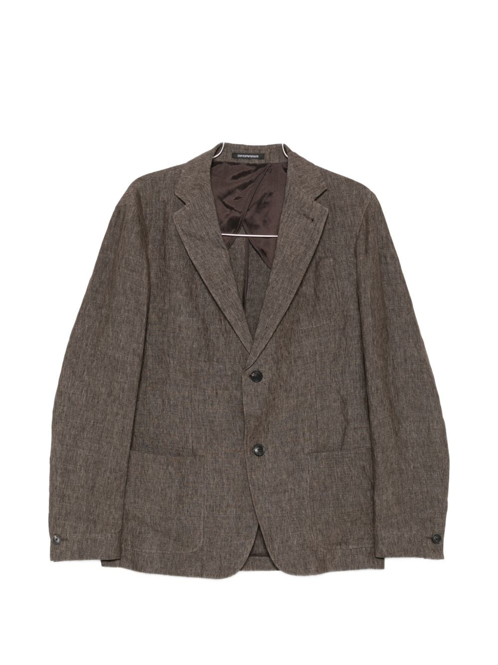 Emporio Armani Linen Single-Breasted Blazer — taupe