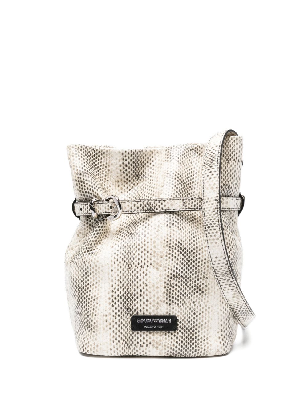 EMPORIO ARMANI EXCLUSIVE Python-Print Leather Bucket Bag — Beige