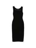 Emporio Armani Ribbed Knit Sleeveless Dress — Black