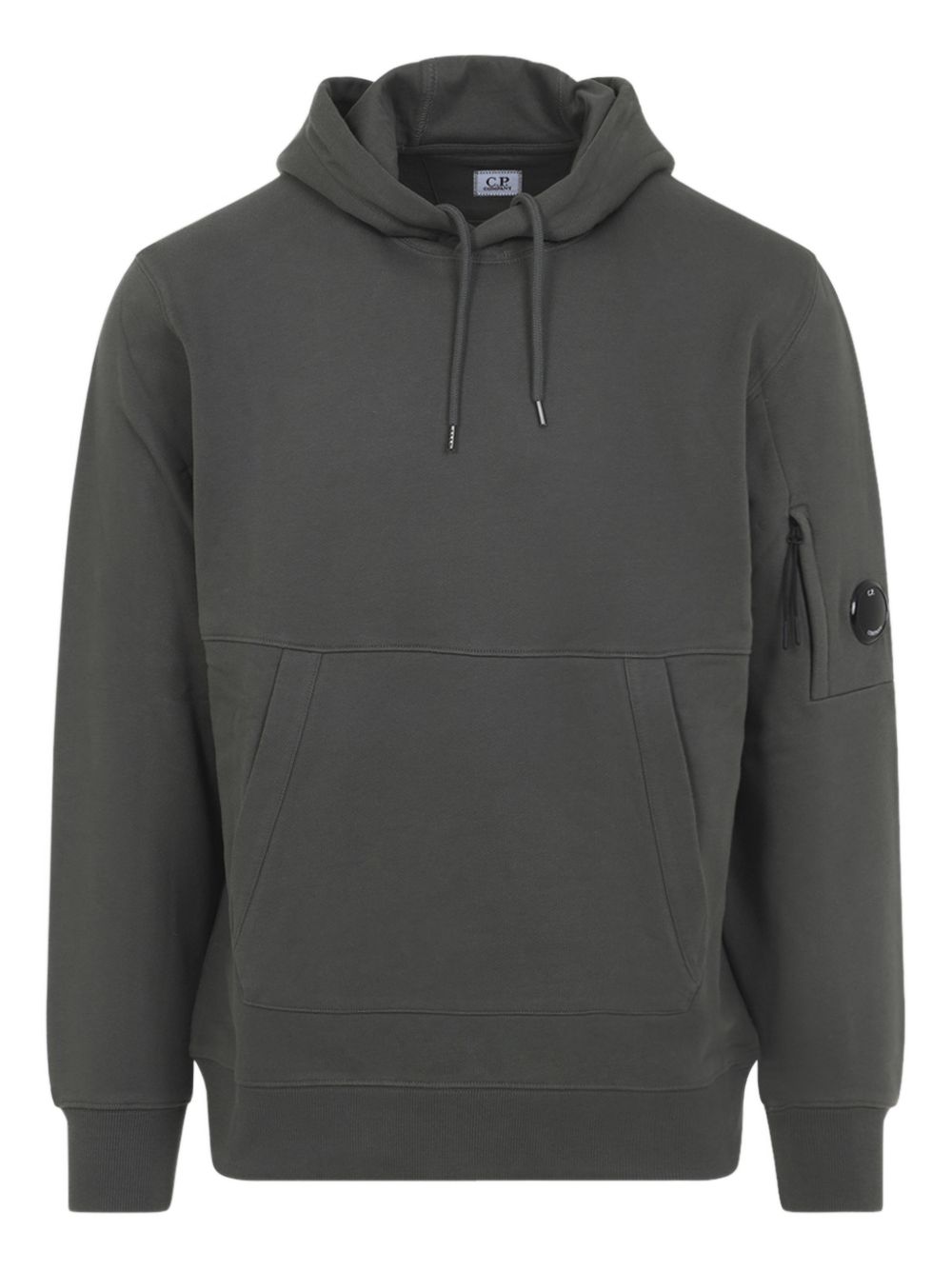 C.P. Company Logo Cotton Hoodie — Gunmetal