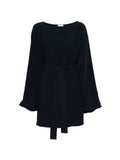 Parosh Boat Neck Wide Sleeves Dress — Black