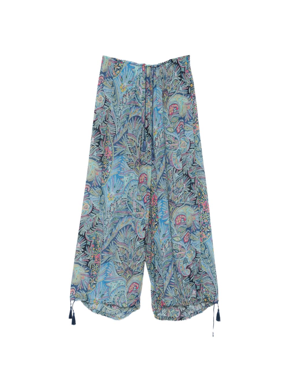 Etro Paisley-Print Wide-Leg Trousers — Sky Blue