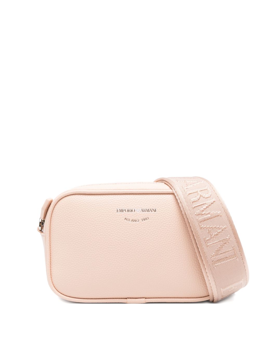 Emporio Armani Logo-Embossed Leather Crossbody Bag — Pink