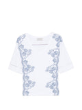 Ermanno Firenze Floral-Embroidered Cotton T-shirt — White