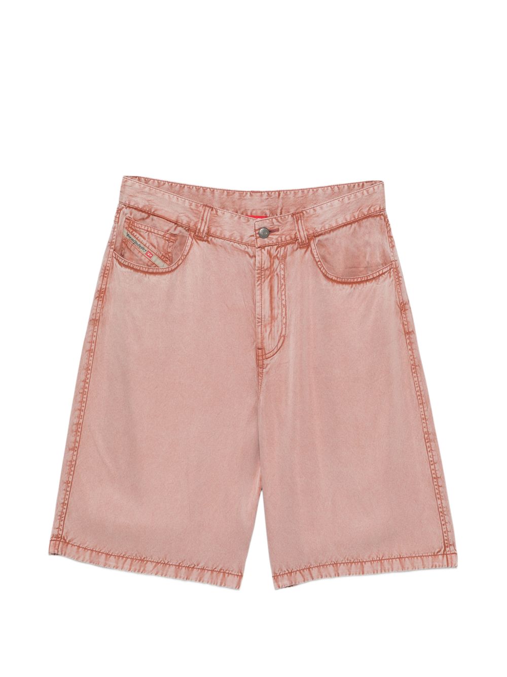Diesel Seam-Detail Denim Bermuda Shorts — Pink