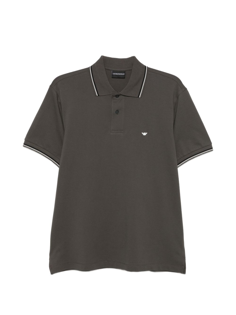 Emporio Armani Logo-Embroidered Cotton Polo — Charcoal