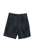 Emporio Armani Pleated Denim Bermudas — Blue