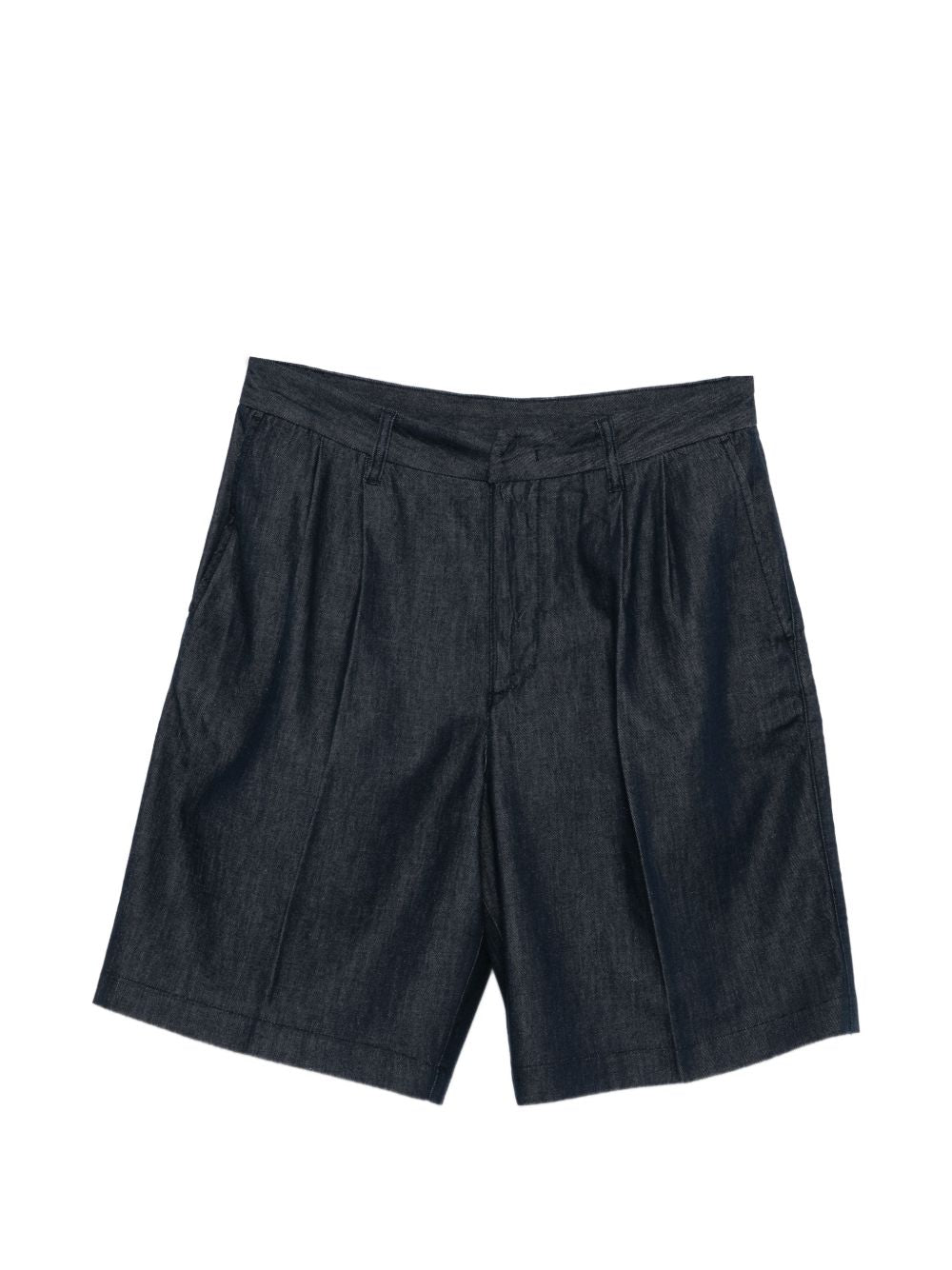 Emporio Armani Pleated Denim Bermudas — Blue
