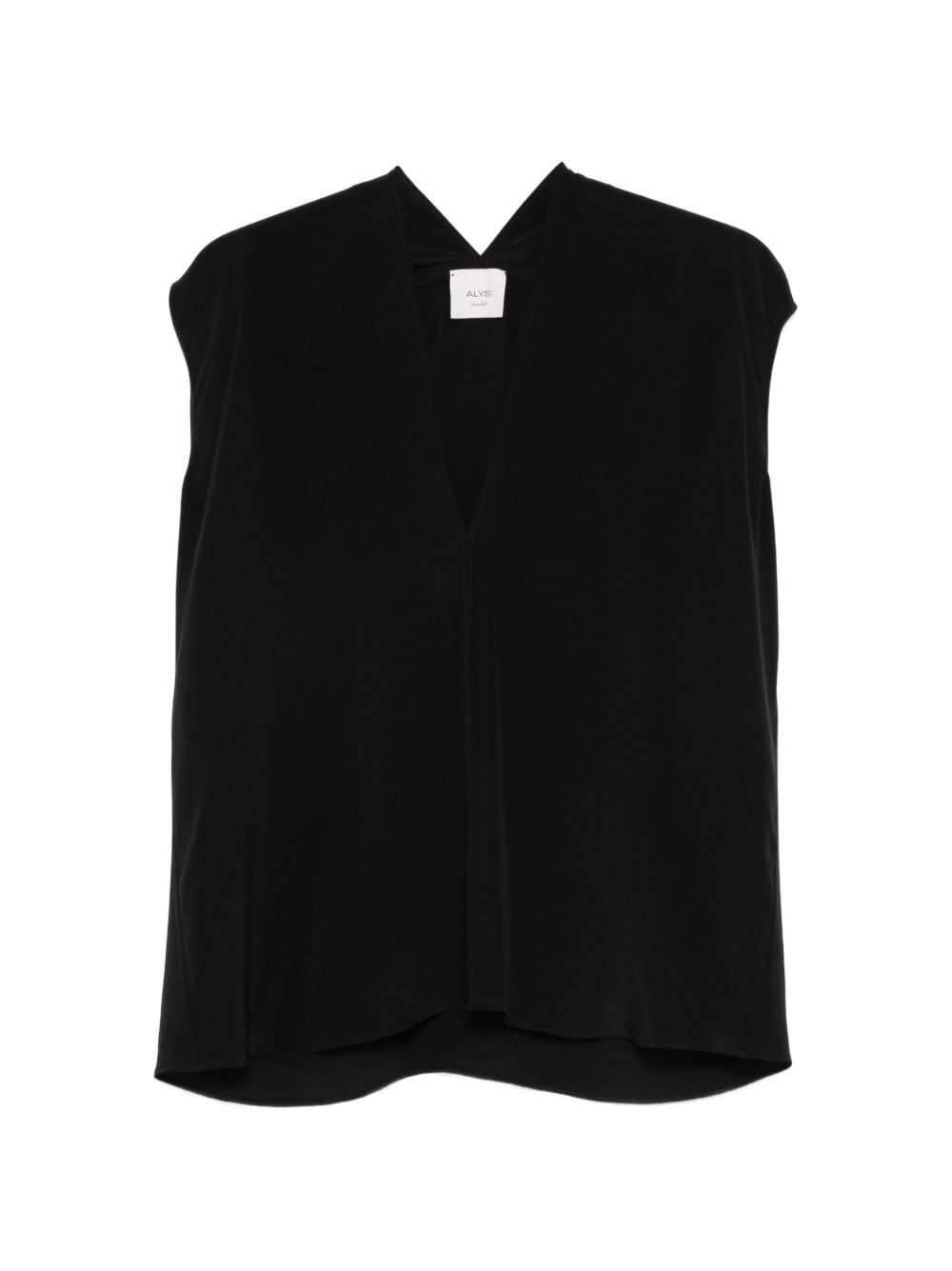 Alysi Silk V-Neck Tank Top — Black