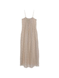 Alysi Printed Ramie Midi Dress — Beige